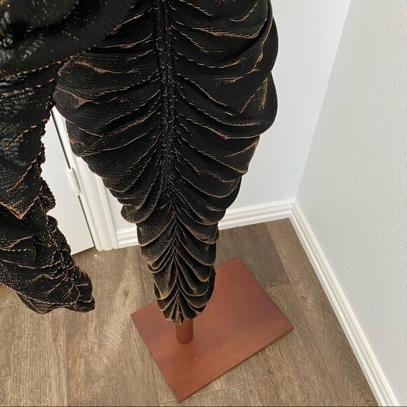 New Leaf Samir Copper Shimmer Black Body Con Rare Dressy Prom Sexy Ruche Size 12 - Picture 6 of 12